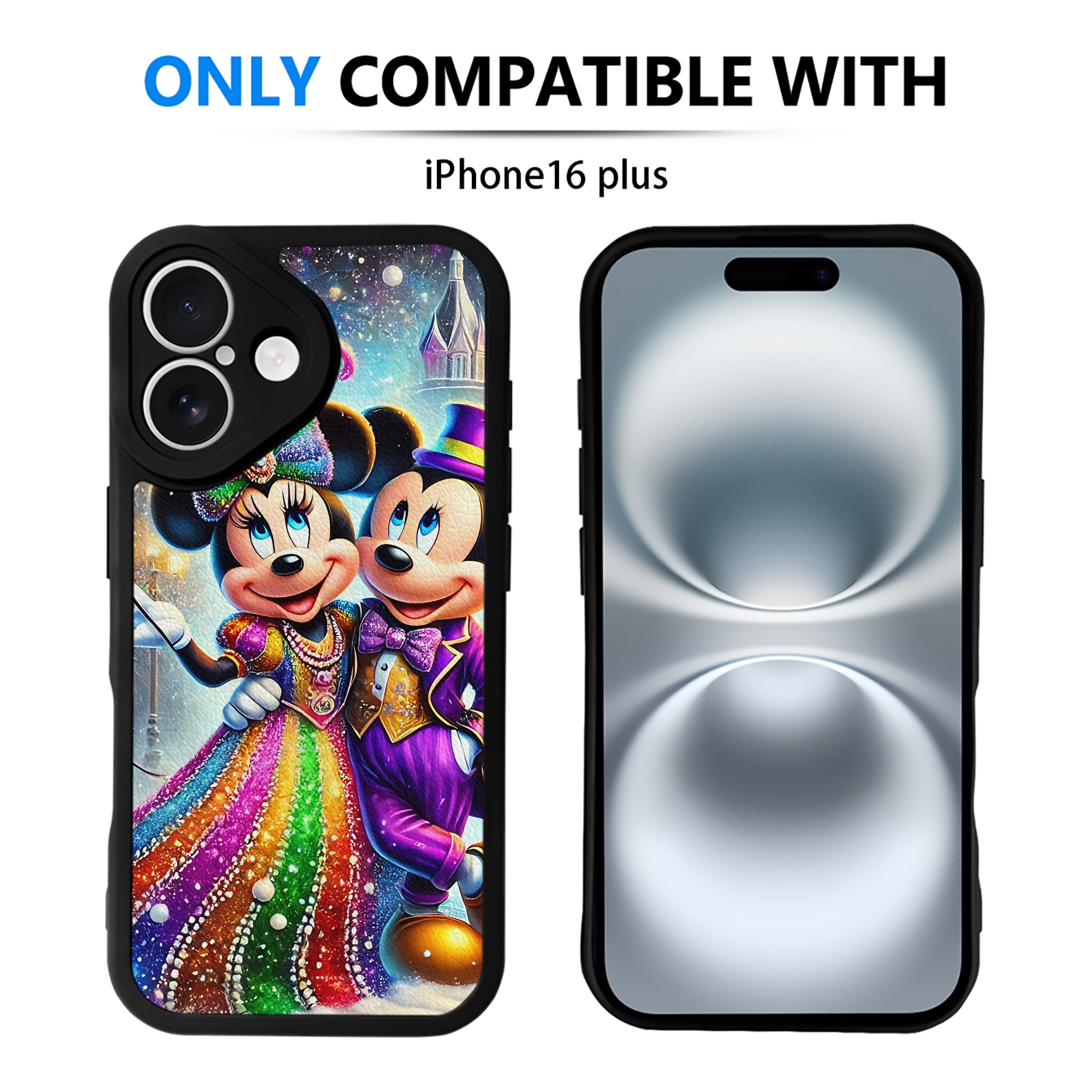 （画像用） ミッキーマウス Mickey Mouse 【iPhone 16シリーズ対応】シリコンスマホケース（レザー調） 材質：シリコン